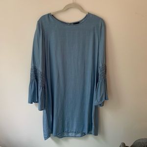 Denim bell sleeve dress